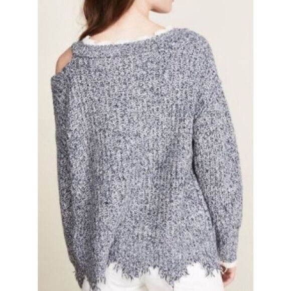 Wildfox Echo Distressed Cold-Shoulder Sweater Women's Small - Picture 3 of 13